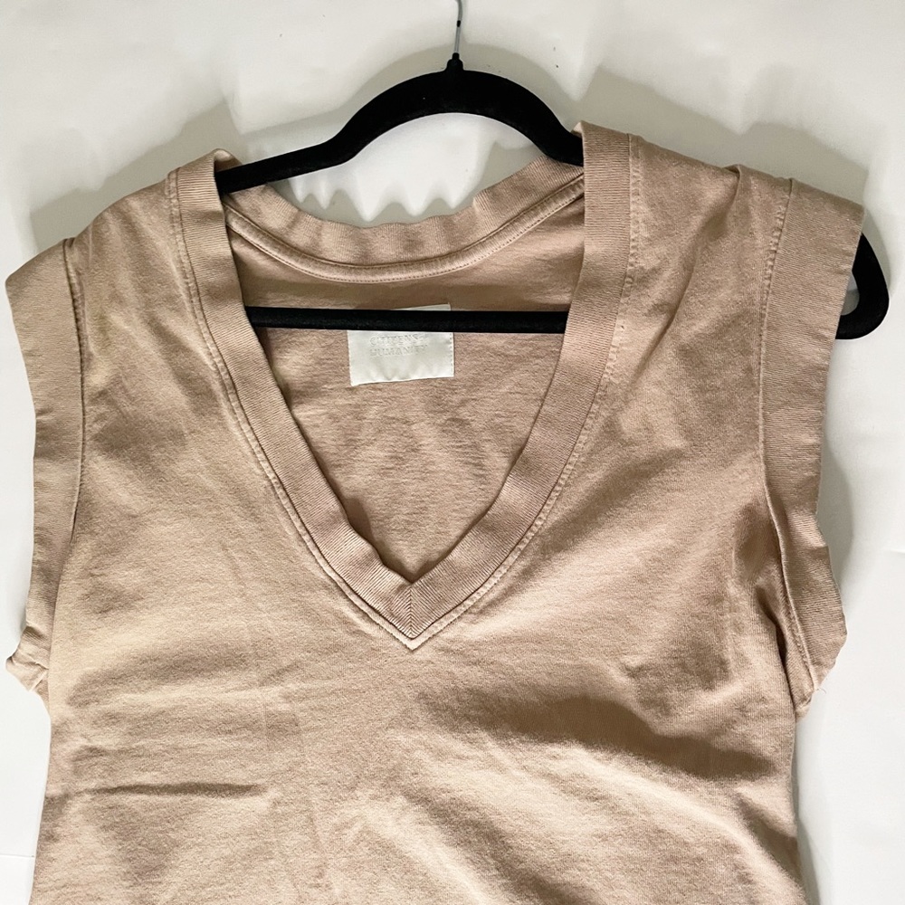 Citizens of Humanity Eugenie V Neck sleeveless Tank Top Tan Medium chaga - Picture 13 of 13